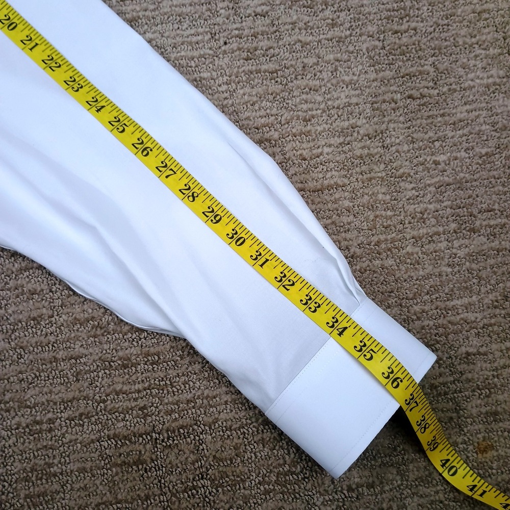 Paul Fredrick Mens White Non-Iron Stretch Dress Shirt 18.5 x 36 Formal Shirt - Picture 8 of 13
